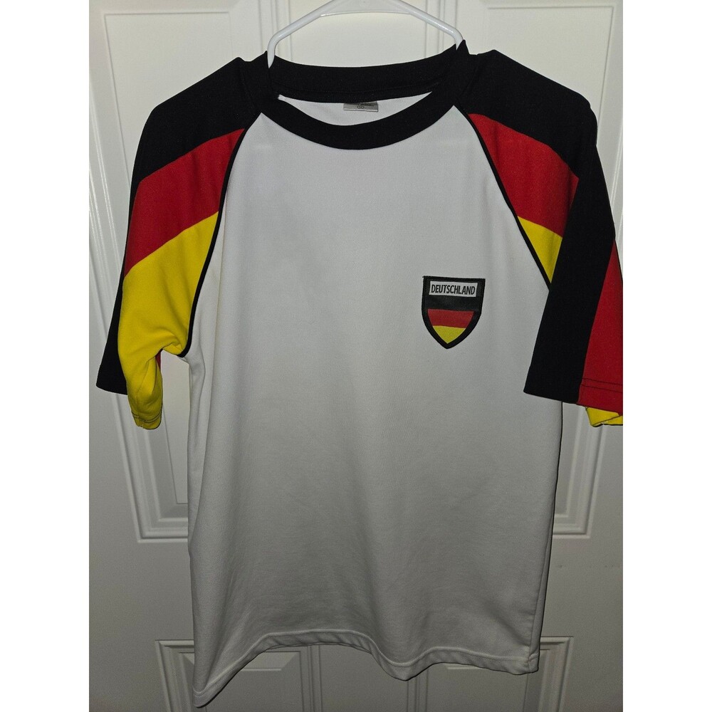 Deutschland Men's White, Black, Red, and Yellow Jersey